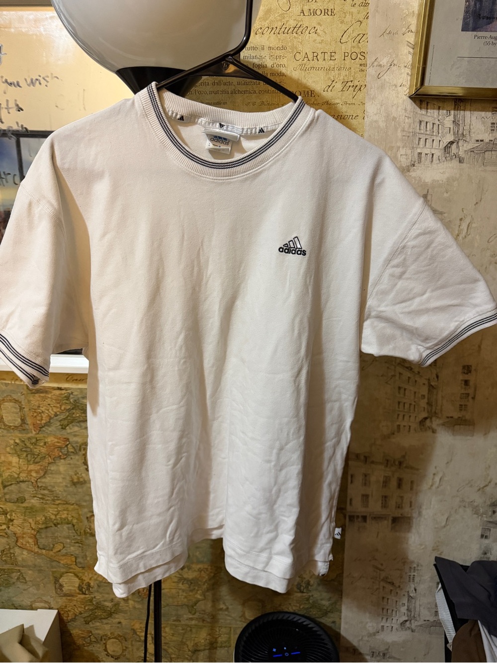 adidas White Short Sleeve Crewneck Tee with Black Logo